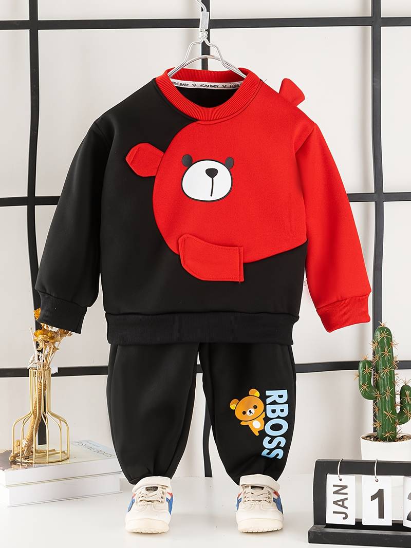 Black & Red Boss Kids Sweatshirt & Pant
