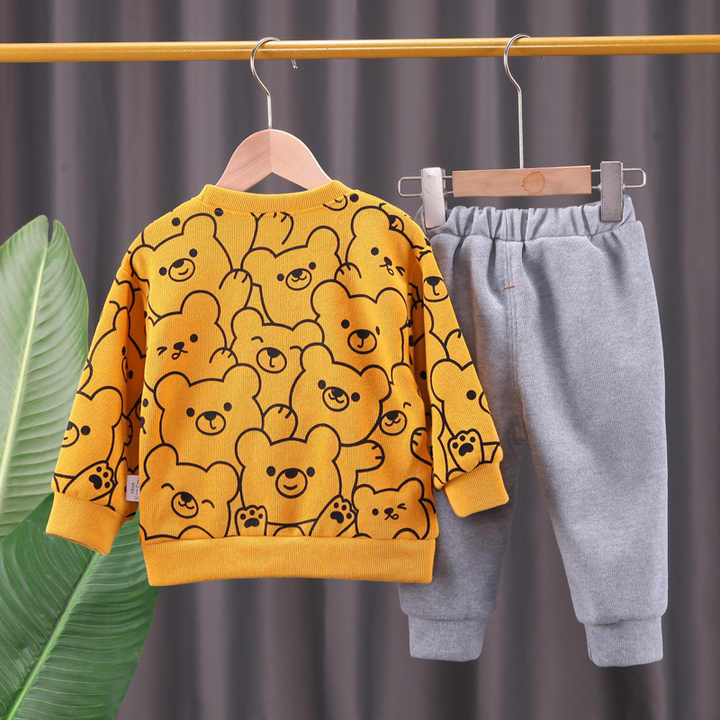 Yellow Teddy Kids Sweatshirt & Pant