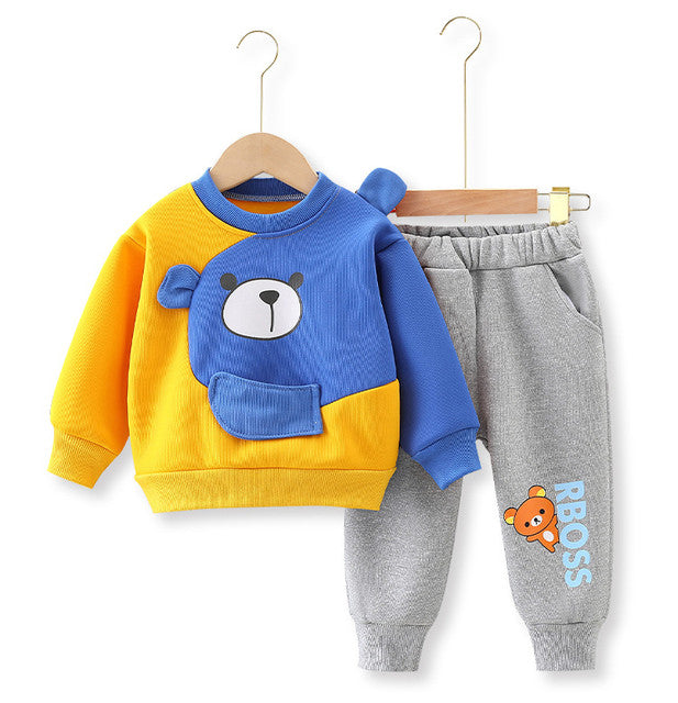 Blue & Yellow Boss Kids Sweatshirt & Pant