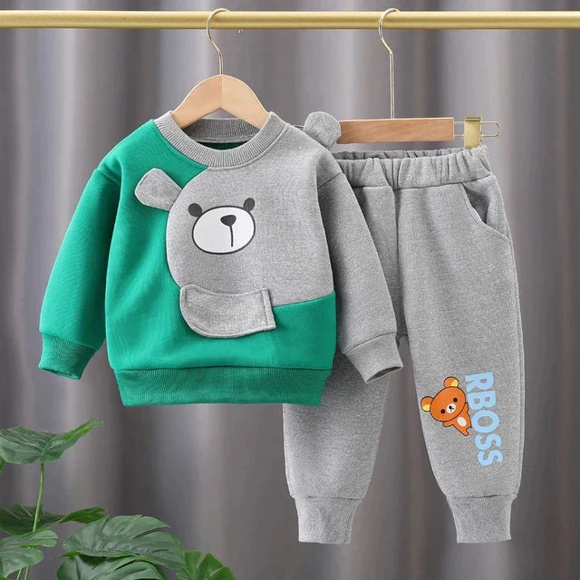 Green & Grey Boss Kids Sweatshirt & Pant