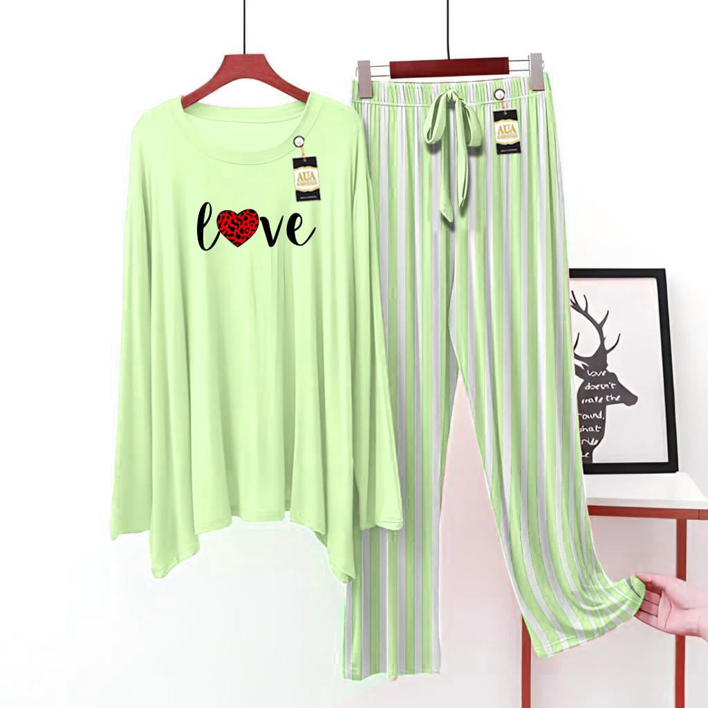 Love Printed Lining Touser Lounge wear Nightwear Sleepwear For Women (5 colours) (002)