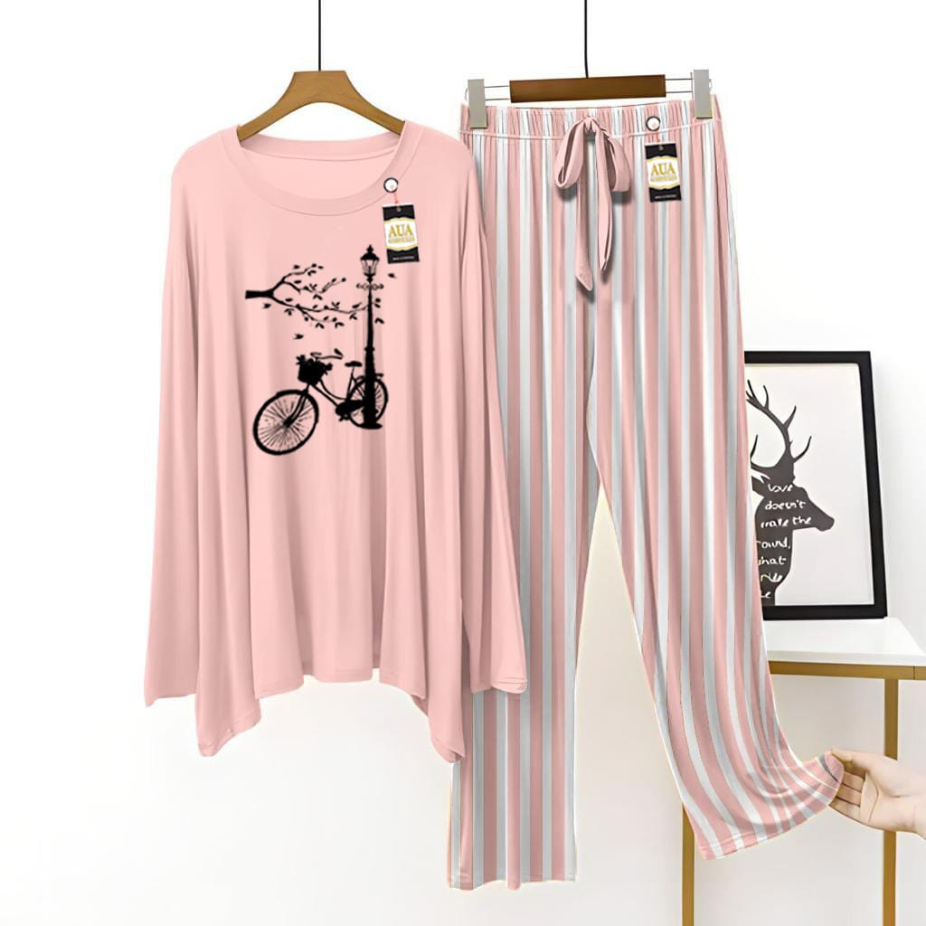 Trendy Cycle Printed Lining Trouser Lounge wear Nightwear Sleepwear For Women (5 colours)(002)