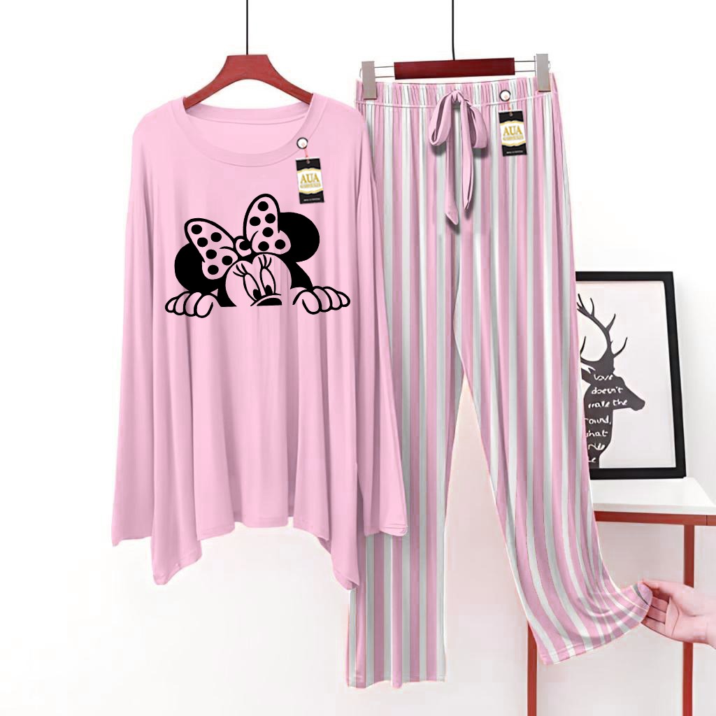 Baby Pink Printed Lining Trouser Lounge wear Nightwear Sleepwear For Women (5 Articles)(002)