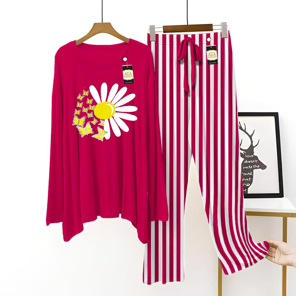 Dark Pink Women's Printed Night Suit with Luxurious Lining Pajamas - Stylish Sleepwear Set for a Cozy Night's Rest ( 31 Articles) (002)