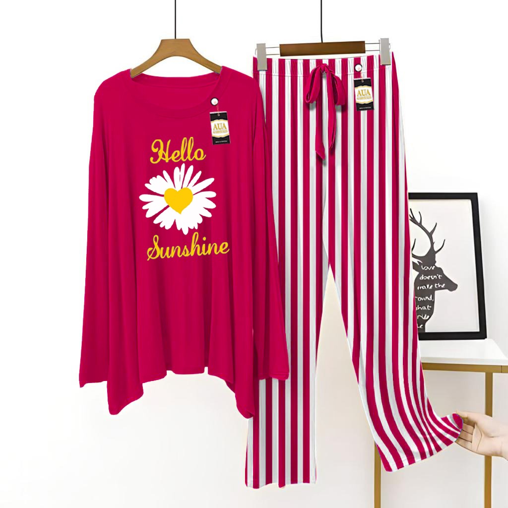 Dark Pink Women's Printed Night Suit with Luxurious Lining Pajamas - Stylish Sleepwear Set for a Cozy Night's Rest ( 31 Articles) (002)