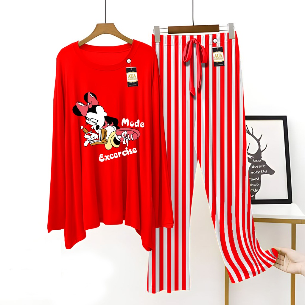 Red Women's New Printed Night Suit with Luxurious Lining Pajamas - Stylish Sleepwear Set for a Cozy Night's Rest ( 27 Articles )(002)