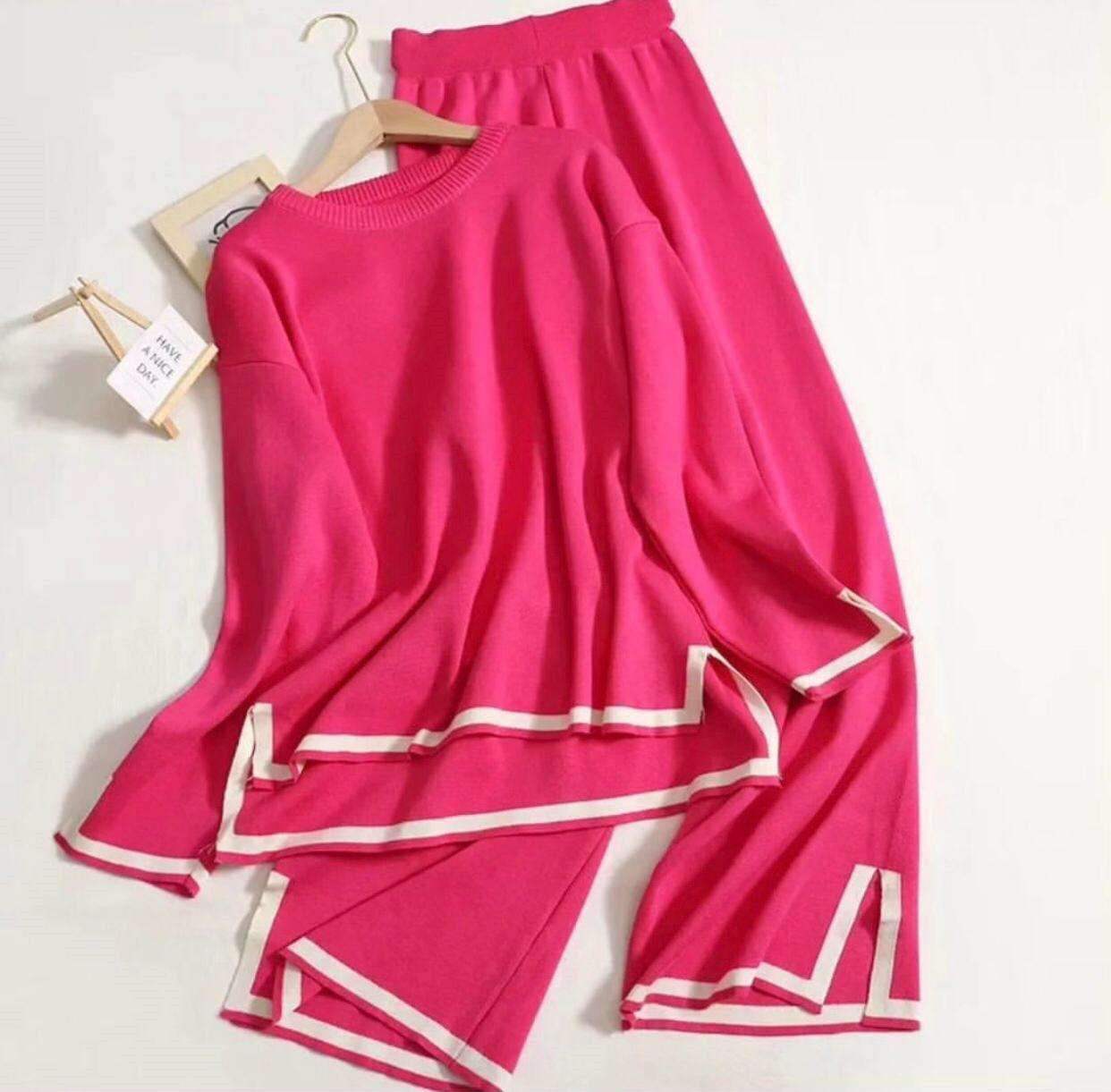 Turkish Winter Co-Ord Set for Women - Warm & Stylish Loungewear Pink
