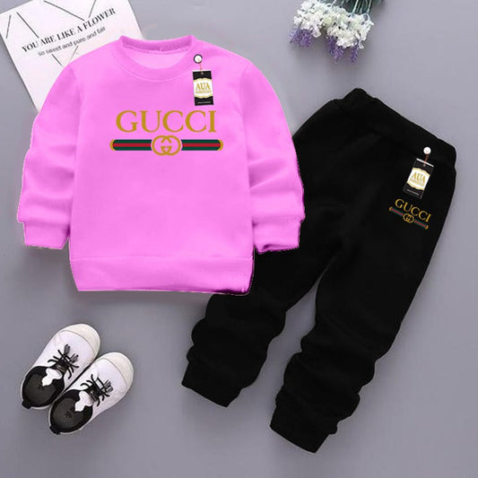 Pink and Black (Gu cci) Printed Kids Tracksuit for Winter By Aua Garments