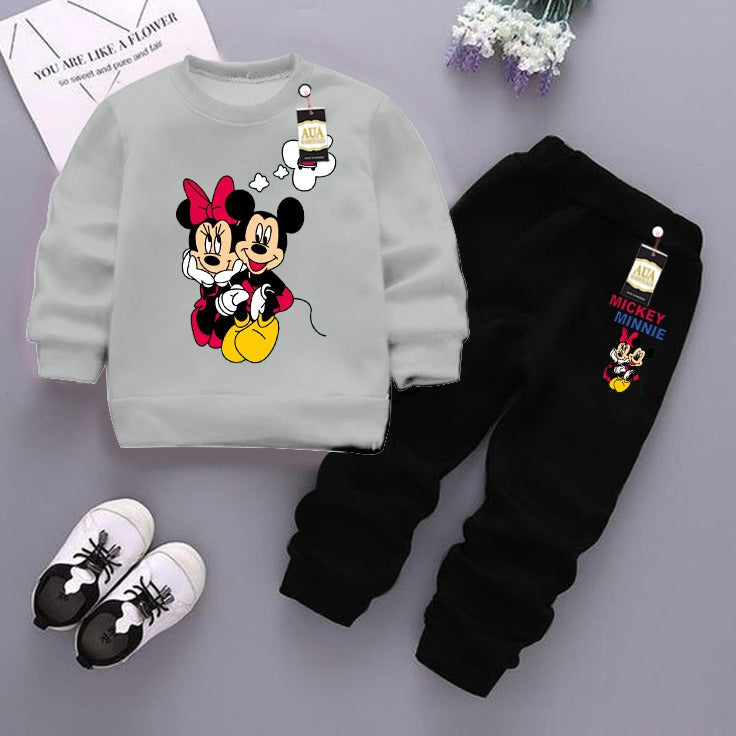 Grey and Black (Mickey ) Printed Kids Tracksuit for Winter By zarhas.pkGarments