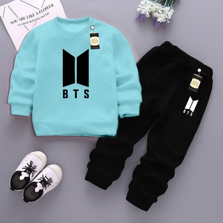 Sky Blue and Black (BTS) Printed Kids Tracksuit for Winter By Zarhas.pk