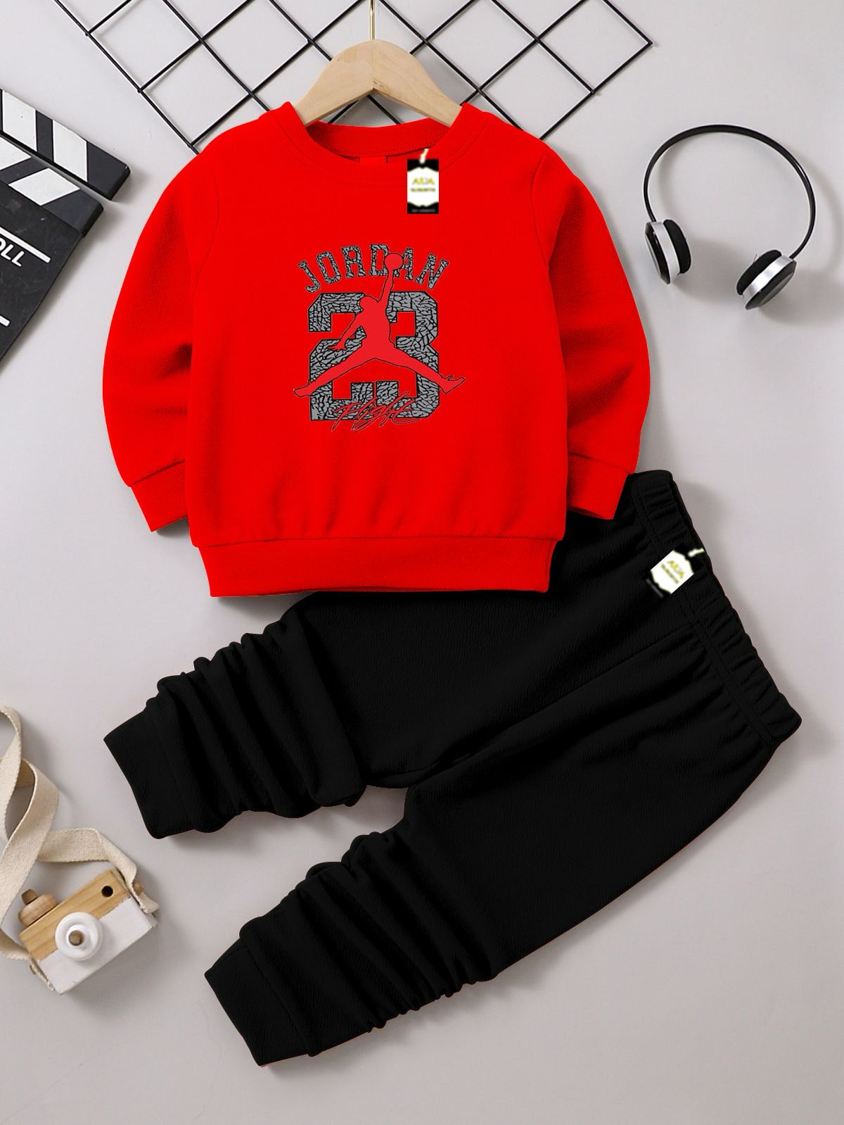Boys Sweatshirt & Trouser Set | Kids Fleece Winter Outfit (1-10 Years) (Jordan 23 Print)