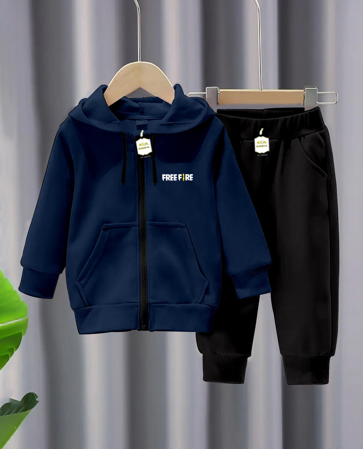 Kids Fleece Free-Fire Zipper Hoodie & Trouser Set (1β10 Years)