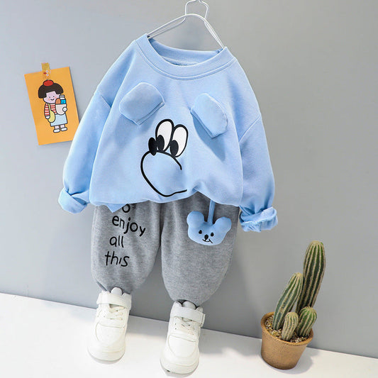 Sky Blue Cute Kids Sweatshirt & Pant