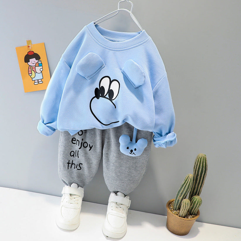 Sky Blue Cute Kids Sweatshirt & Pant