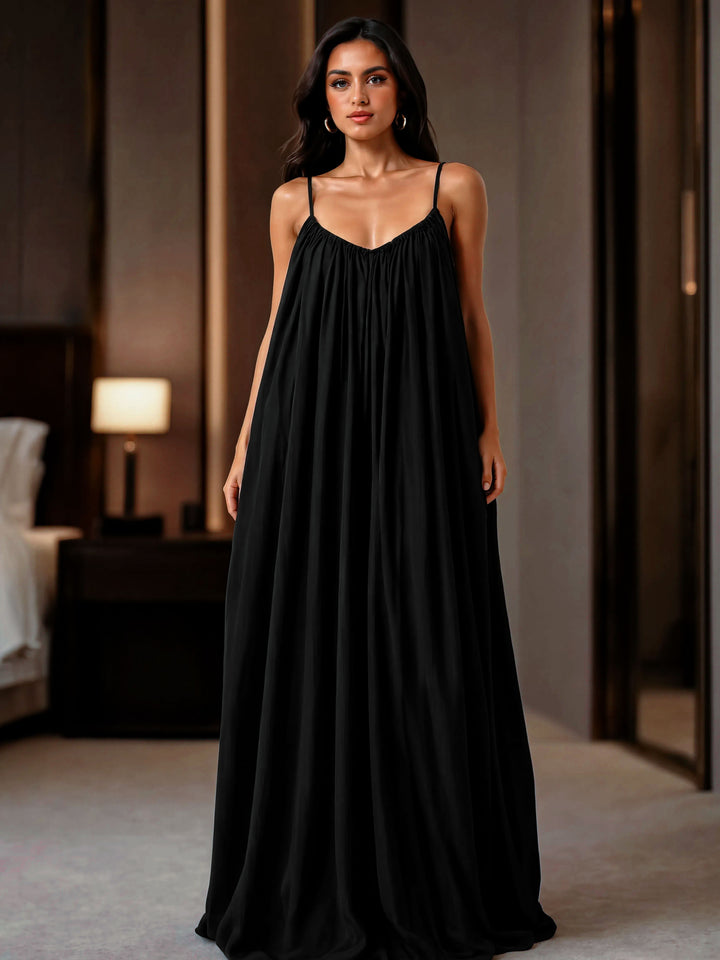 Gathered Maxi Dress With Spaghetti Straps