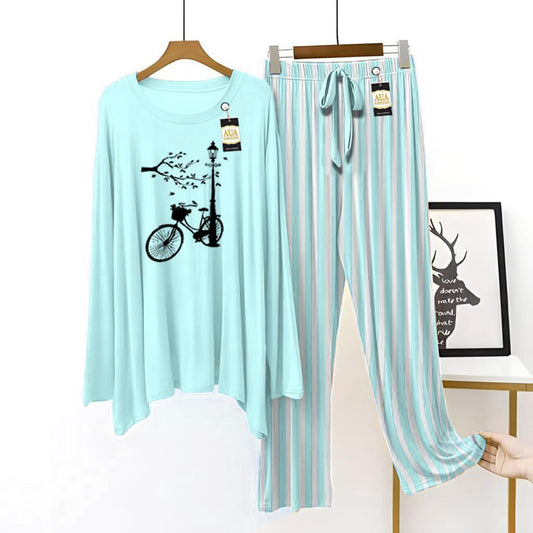 Trendy Cycle Printed Lining Trouser Lounge wear Nightwear Sleepwear For Women (5 colours)(002)