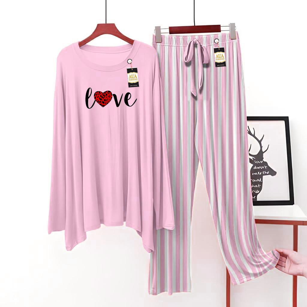 Love Printed Lining Touser Lounge wear Nightwear Sleepwear For Women (5 colours) (002)