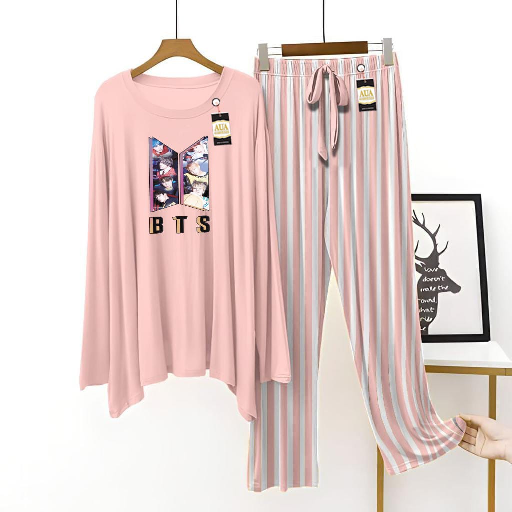 BTS Printed Lining Trouser Lounge wear Nightwear Sleepwear For Women (5 colours)(002)