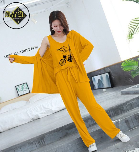 Trendy Cycle 3 Piece Lounge wear Nightwear Sleepwear For Women (5 colours)