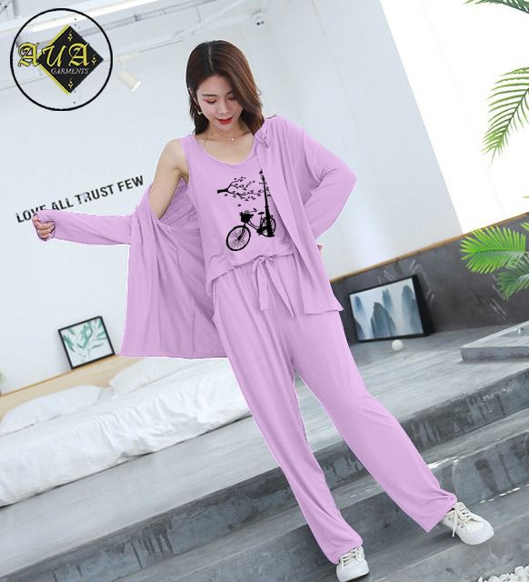 Trendy Cycle 3 Piece Lounge wear Nightwear Sleepwear For Women (5 colours)