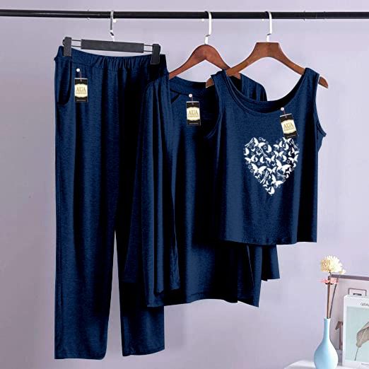 Trendy Heart 3 Piece Lounge wear Nightwear Sleepwear For Women (4 colours)