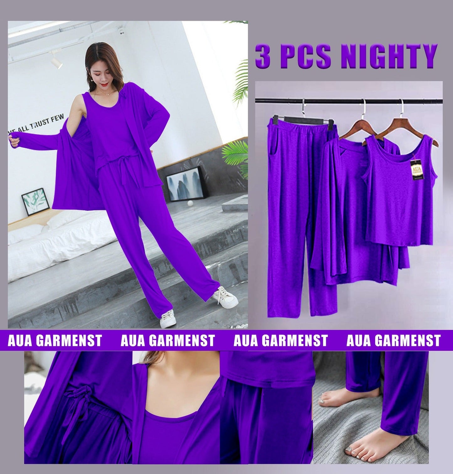 3 Piece Lounge wear Nightwear Sleepwear For Women