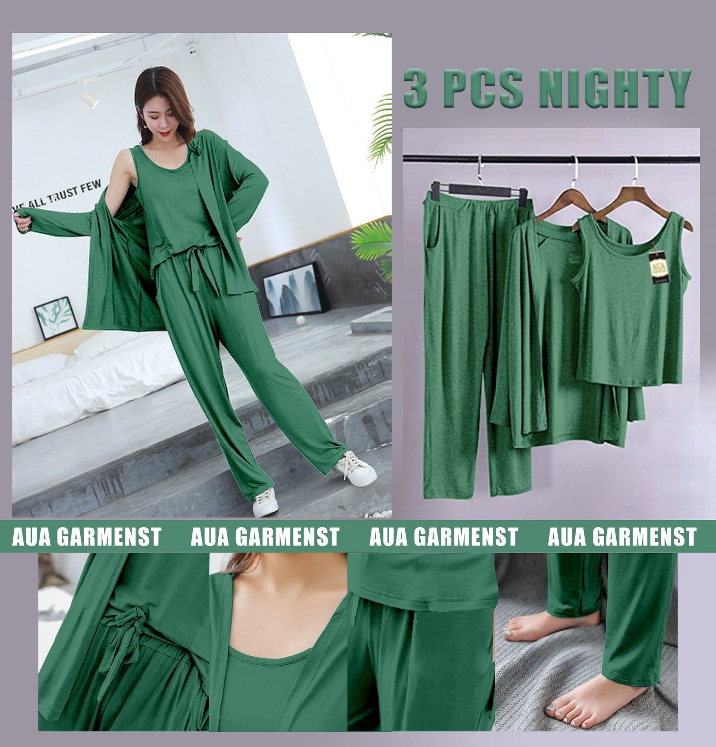 3 Piece Lounge wear Nightwear Sleepwear For Women
