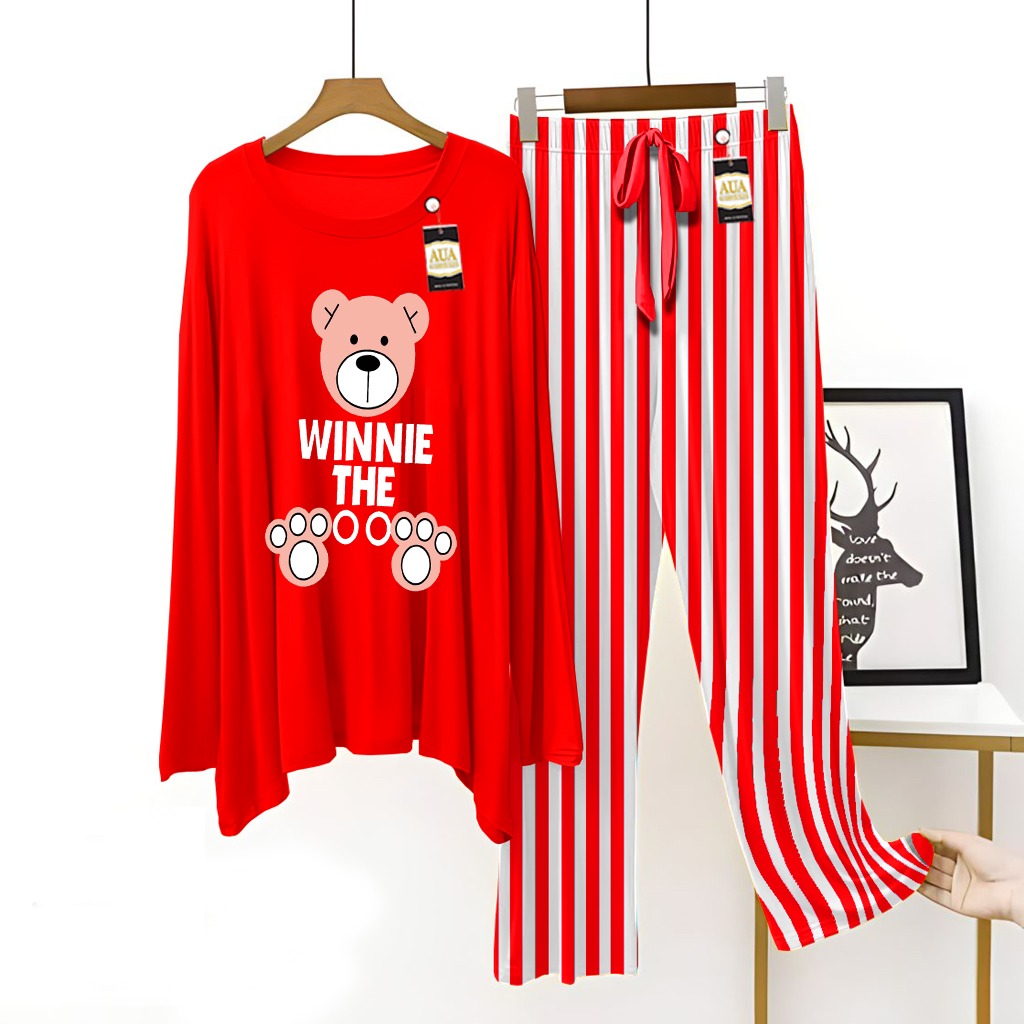 Red Women's New Printed Night Suit with Luxurious Lining Pajamas - Stylish Sleepwear Set for a Cozy Night's Rest ( 27 Articles )(002)