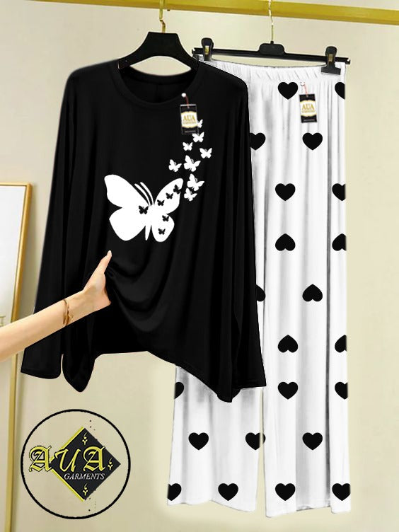 Pink Smile  Mini Heart Printed Trouser (001)