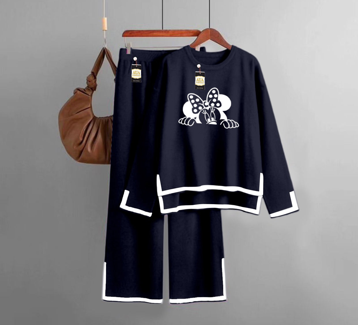 Mickey Face  Printed Turkish Winter Co-Ord Set for Women - Warm & Stylish Loungewear Navy