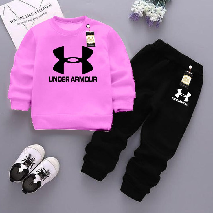 Pink and Black (Under Armour ) Printed Kids Tracksuit for Winter By Aua Garments