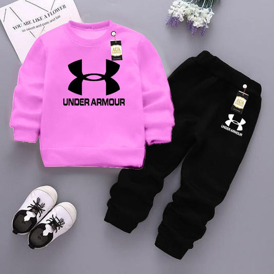 Pink and Black (Under Armour ) Printed Kids Tracksuit for Winter By Aua Garments