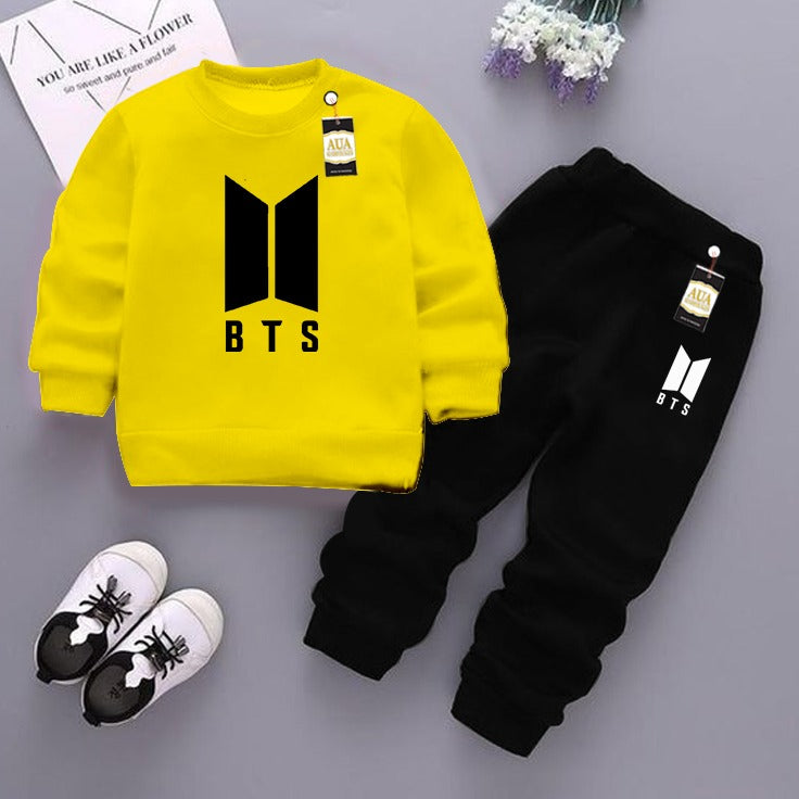Yellow and Black (BTS) Printed Kids Tracksuit for Winter By Aua Garments