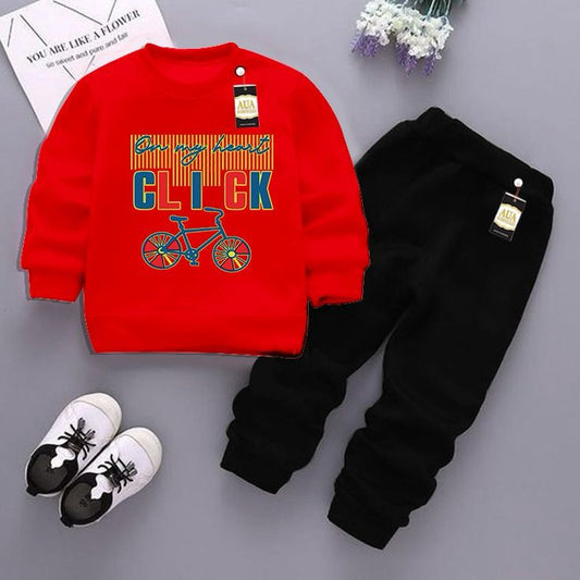 Red and Black (Click) Printed Kids Tracksuit for Winter By Aua Garments
