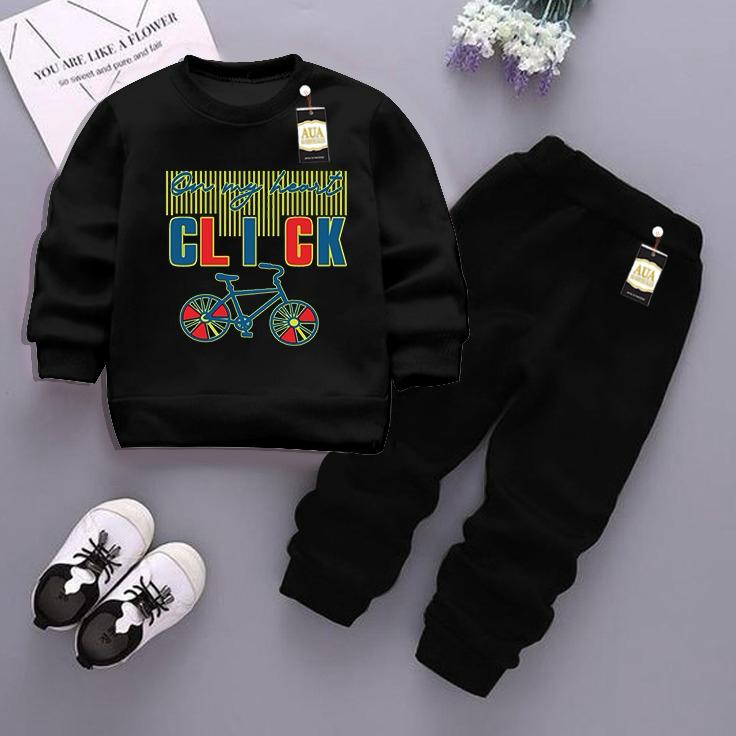 Black and Black (Click) Printed Kids Tracksuit for Winter By Aua Garments