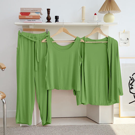Plan Sea Green 3 Piece Lounge wear Nightwear Sleepwear For Women