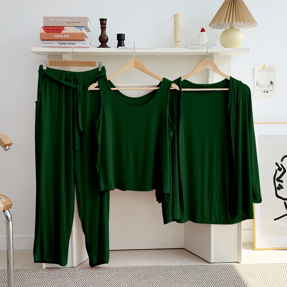 Plan Black 3 Piece Lounge wear Nightwear Sleepwear For Women