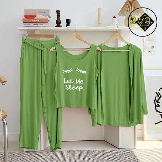 sea green Let Me Sleep 3 Piece Lounge wear Nightwear Sleepwear For Women