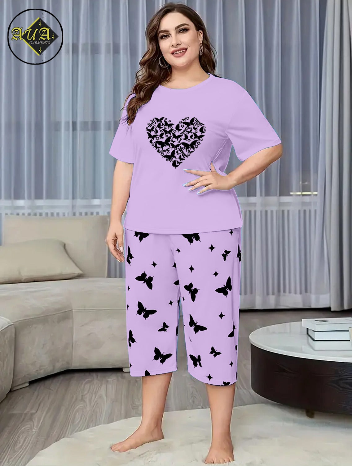Printed Half-Sleeved Vest For Leisure Home Wear Female Sleepwear Night Dress By Aua garments