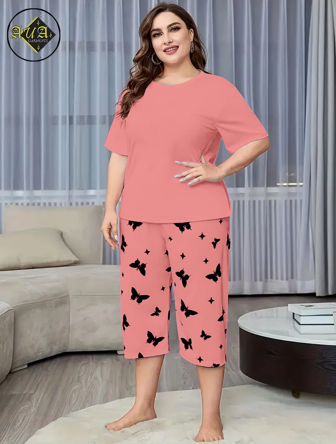 PEACH PLAN Printed Half-Sleeved Vest For Leisure Home Wear Female Sleepwear Night Dress By Aua garments