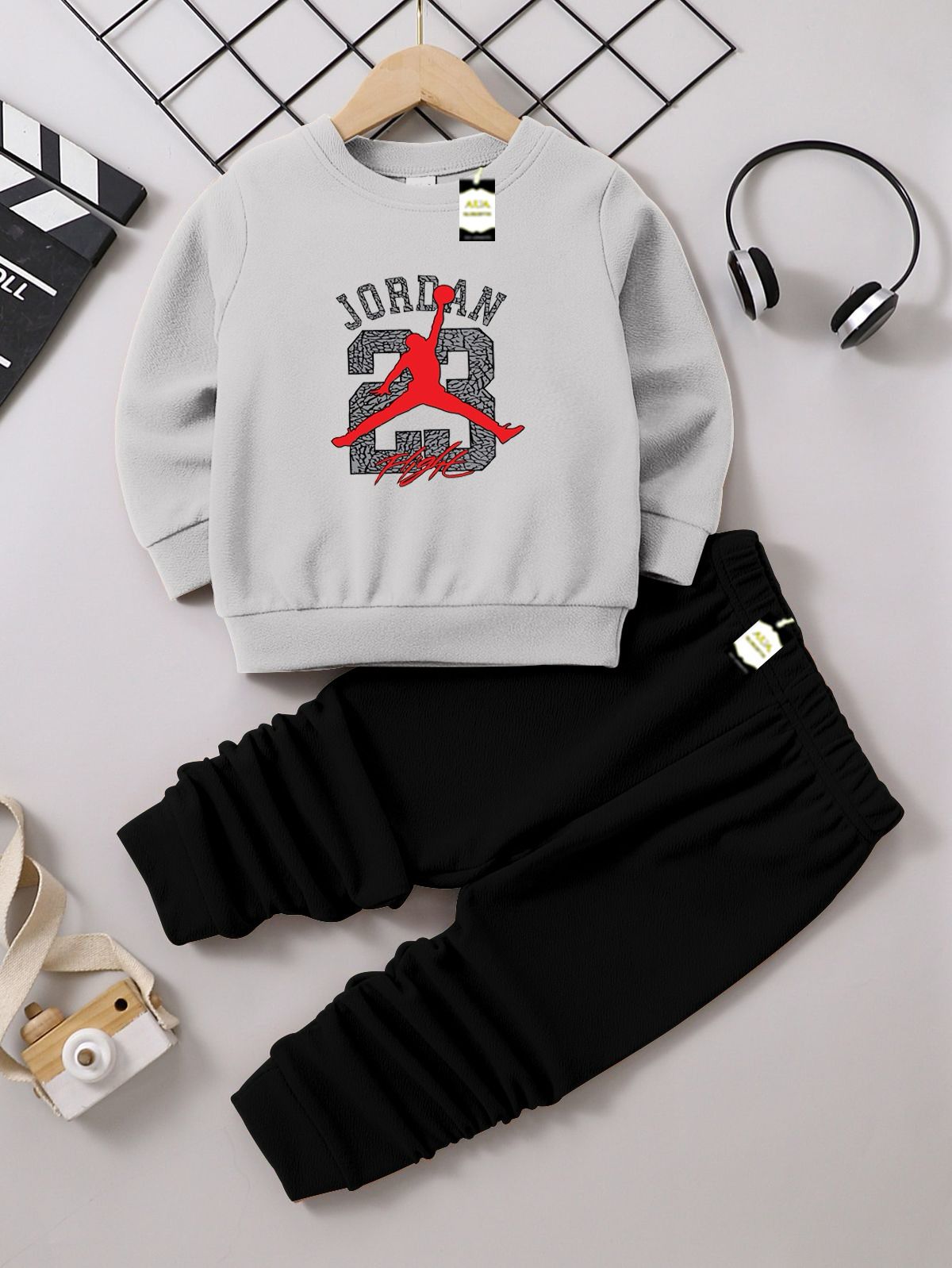 Boys Sweatshirt & Trouser Set | Kids Fleece Winter Outfit (1-10 Years) (Jordan 23 Print)