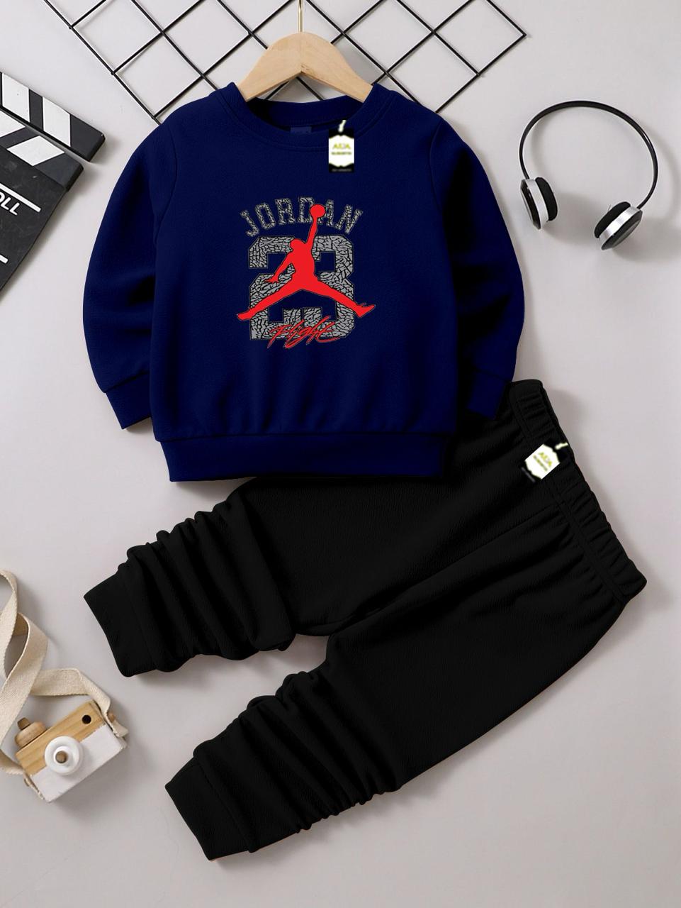 Boys Sweatshirt & Trouser Set | Kids Fleece Winter Outfit (1-10 Years) (Jordan 23 Print)