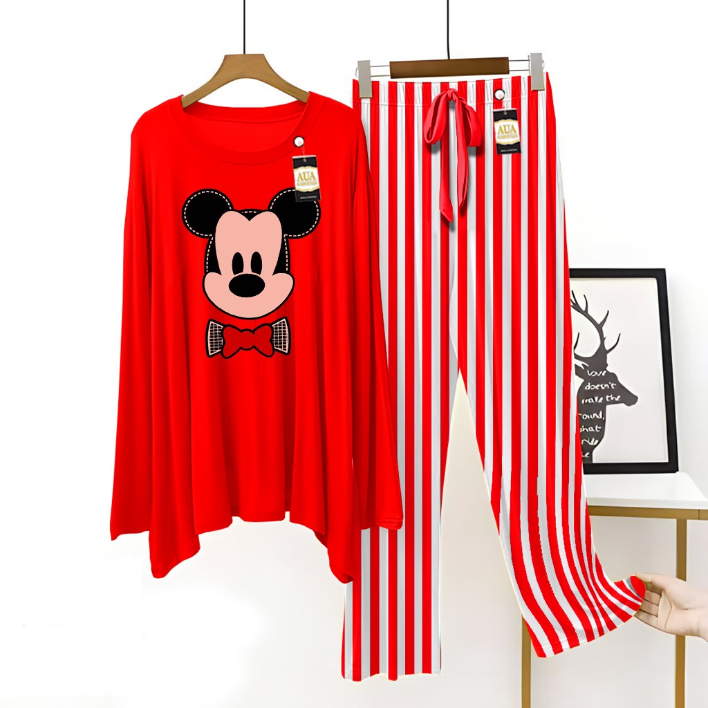 Red Women's New Printed Night Suit with Luxurious Lining Pajamas - Stylish Sleepwear Set for a Cozy Night's Rest ( 27 Articles )(002)