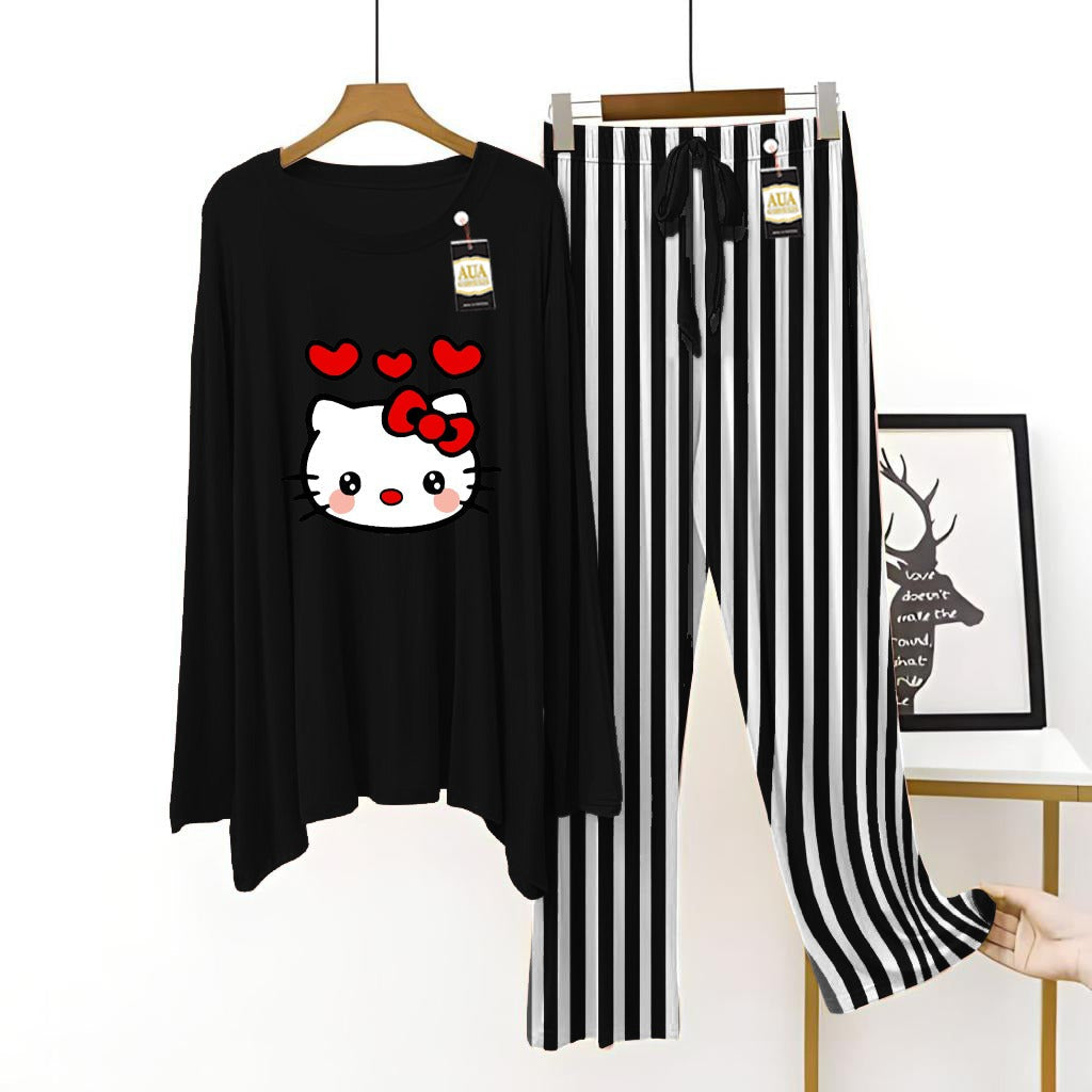 Black Women's Printed Night Suit with Luxurious Lining Pajamas - Stylish Sleepwear Set for a Cozy Night's Rest ( 10 Articles)(002)