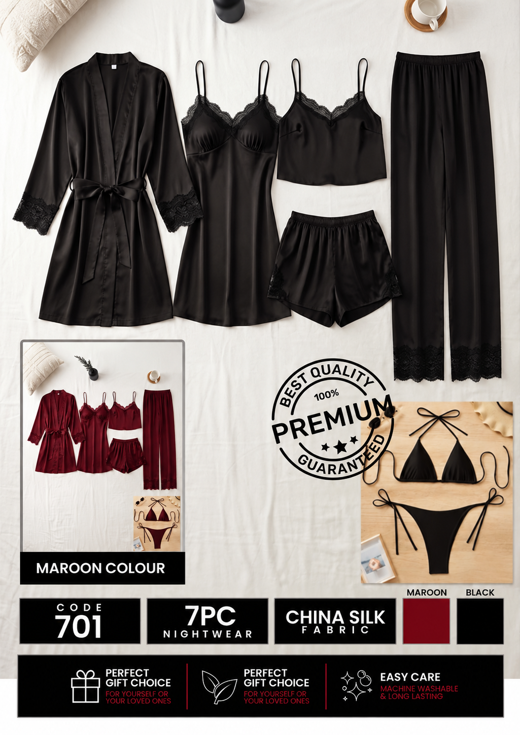 7-Piece Premium Bridal Luxury Nightwear Essentials