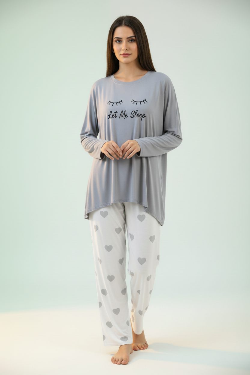 Grey Let Me Sleep Nightwear - Model Shot