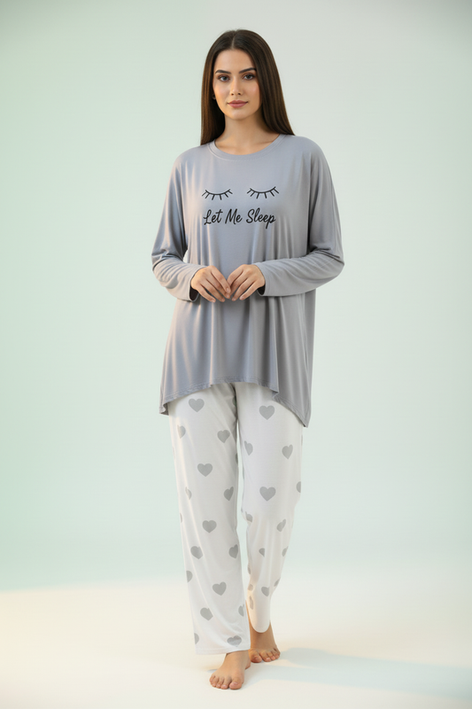 Grey Let Me Sleep Nightwear - Model Shot