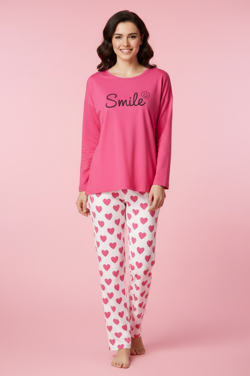 Hot Pink Smile - Spaced Hearts Trouser