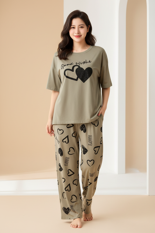 Khaki Good Night Nightwear Suit