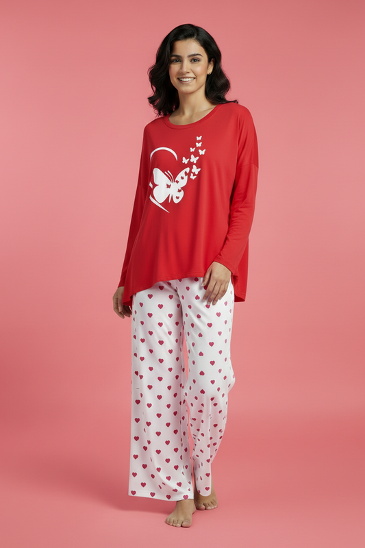 Red Heart Butterfly - Full Print Visible